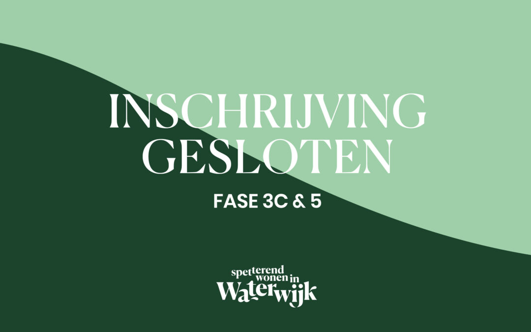 Inschrijving De Fontein en Cascade gesloten!